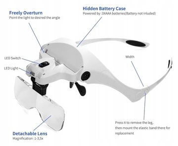 ЛУПА ДЛЯ ЧАСОВИКОВ ЛУПА СВЕТ 2x LED СЕРВИС