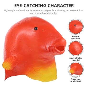 Головной убор карпа с полной головой, реалистичная маска на Хэллоуин