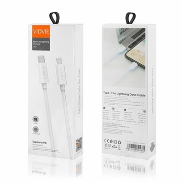 KABEL VIDVIE CB477 TYPE C/LIGHTNING 18W PD, 2A, 1M SZARY BOX