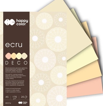 BLOK TECHNICZNY A5 HAPPY COLOR 20 ARKUSZY 5 KOLORÓW 170g/m2 SCRAPBOOKING