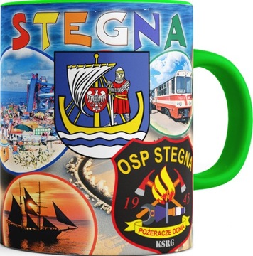 Kubek Zielone Ucho Dno JESTEM NA PLAŻY W STEGNA