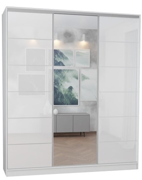 SZAFA 3D2L 170x250 BIAŁA - 2x lacobel + lustro