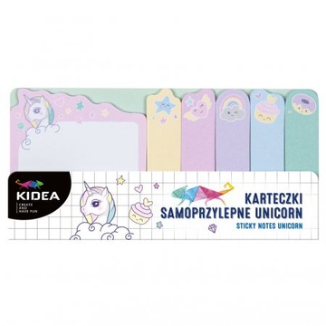 KIDEA KARTECZKI SAMOPRZYLEPNE DO NOTATEK MINI KARTECZKI JEDNOROŻEC