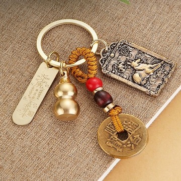 Chinese Style Zodiac Brass Hollow Gourd With Sand