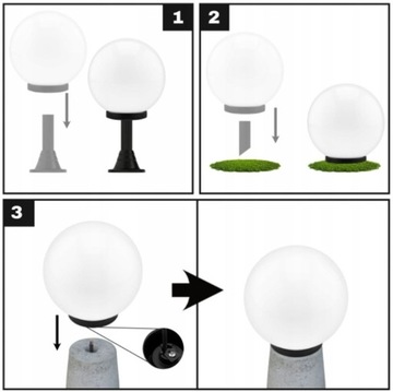 Уличный садовый светильник сферический белый светодиод 30 см E27 IP44 наземный УФ