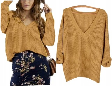 995 MIĘCIUTKI SWETER OVERSIZE DEKOLT V kolory