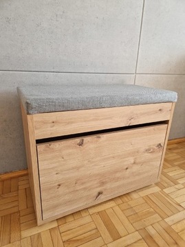 ШКАФ ДЛЯ ОБУВИ С ВЕШАЛКОЙ ПУФ ДЛЯ ХРАНЕНИЯ С СИДЕНЬЕМ, ДУБ ARTISAN