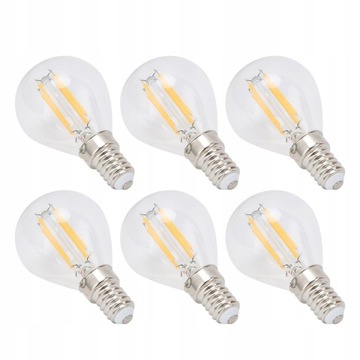 6x Żarówka Edison LED E12 G45 4W 110V Ciepła