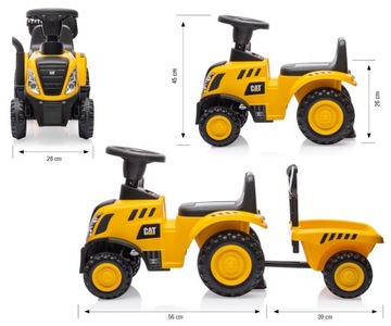 Jeździk z przyczepką Świecące reflektory CAT Traktor dla dzieci Milly Mally