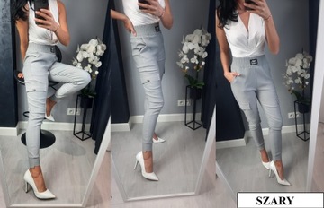 Узкие, приталенные брюки-карго, широкая резинка и завышенная талия, РАЗНЫЕ ЦВЕТА M_38