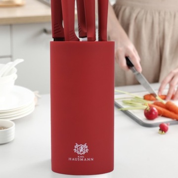 НАБОР КУХОННЫХ НОЖЕЙ В БЛОКЕ КРАСНЫЙ 6 ЭЛЕМЕНТОВ НОЖЕЙ С ТРУБКОЙ