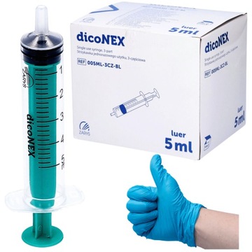 STRZYKAWKI 5ML 3-częściowe 100szt. strzykawka iniekcyjna LUER DicoNEX Zarys