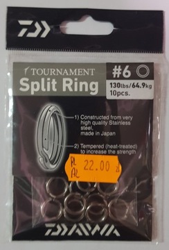 Kółko łącznikowe Daiwa Tournament Split Ring roz.6