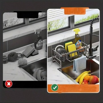 КУХОННЫЙ ОРГАНАЙЗЕР ДЛЯ МОЙКИ ДЕРЖАТЕЛЬ КОРЗИНЫ СТОЯЧАЯ МОЙКА СЛИВ НА НАСТЕНУ ДЛЯ ЖИДКОСТИ