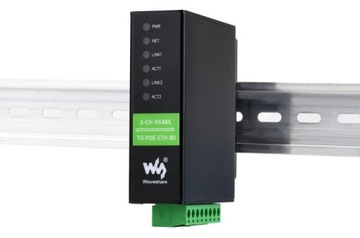 Dwukanałowy przemysłowy konwerter RS485 do RJ45 Ethernet Serial Server PoE