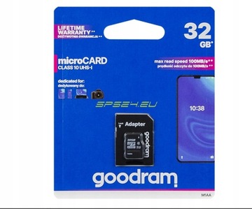 Карта памяти Goodram micro SD SDHC 32 ГБ + адаптер