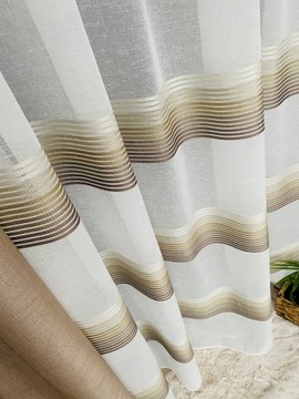 Матовая штора ЭКО ЛЕН, бежевые полосы, 290 см, свободный пошив