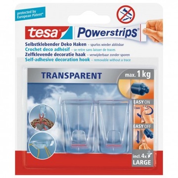 Haczyki samoprzylepne do ozdób tesa POWERSTRIPS x2