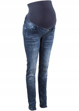 CIĄŻOWE GRANATOWE SKINNY 48 1B2E03 BONPRIX JEANSY