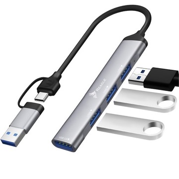 HUB USB-C i USB-A 2w1 rozdzielacz na 4x porty USB