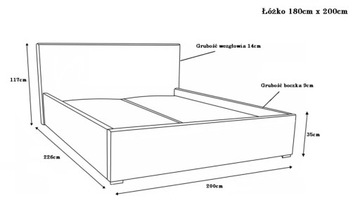 ŁÓŻKO TAPICEROWANE DSM 180X200 SZTRUKS SZARE