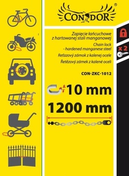 ЦЕПЬ БЕЗОПАСНОСТИ ДЛЯ ВЕЛОСИПЕДНОГО ЗАМКА 10X1200