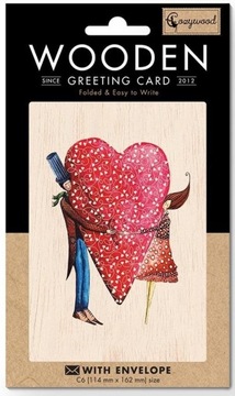 KARNET DREWNIANY C6 + KOPERTA ŚLUB DUŻE SERCE