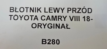 BLATNÍK LEVÝ PŘEDNÍ TOYOTA CAMRY VIII 18- ORIGINÁLNÍ