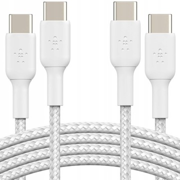 Belkin - Kabel Boost - USB-C do USB-C, 60W, 2m, wytrzymały oplot, 2 sztuki