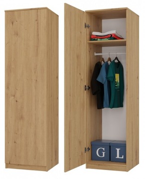 SZAFA GARDEROBA DRZWI PÓŁKI SD-50 DĄB ARTISAN