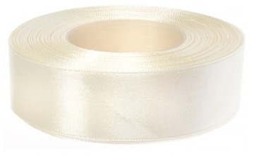 WSTĄŻKA TASIEMKA SATYNOWA KREMOWA ECRUE 25MM 1M