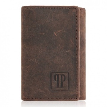 Etui na klucze mały portfelik vintage + brelok skórzany - PAOLO PERUZZI