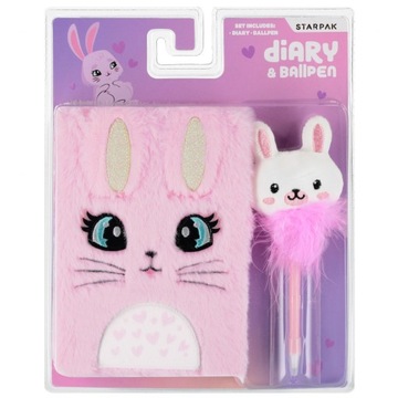 PAMIĘTNIK PLUSZOWY NOTES WŁOCHACZ KRÓLICZEK RABBIT DŁUGOPIS