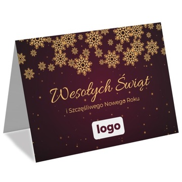 FIRMOWE KARTKI ŚWIĄTECZNE Biznesowe z LOGO A6 50szt