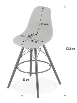 Hoker LAMAL 107,5cm czarny WYSOKI WYGODA bezpieczny PODNÓŻKI NOGI DREWNIANE