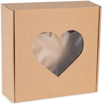 Pudelko z Okienkiem Serce 20x20x5 Karton Fasonowy Opakowanie Na Prezent Box