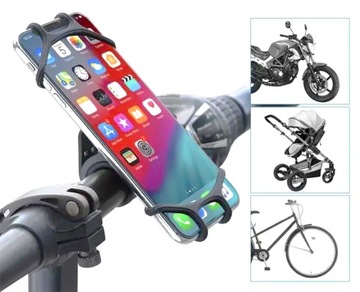 GUMOWY UCHWYT NA TELEFON SMARTFON NA ROWER MOTOR HULAJNOGĘ OBROTOWY 360°
