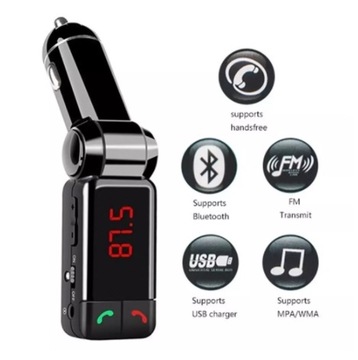 Transmiter FM Bluetooth Zestaw Głośnomówiący LCD