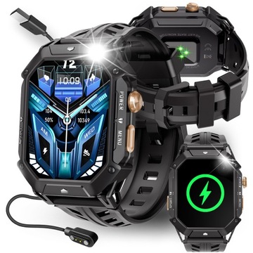 SMARTWATCH MĘSKI MILITARNY WODOODPORNY ROZMOWY POLSKIE MENU AMOLED 1000mAh
