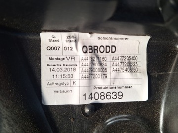MERCEDES VITO V TŘÍDA W447 ZVEDÁK OKNO PRAVÝ PŘEDNÍ