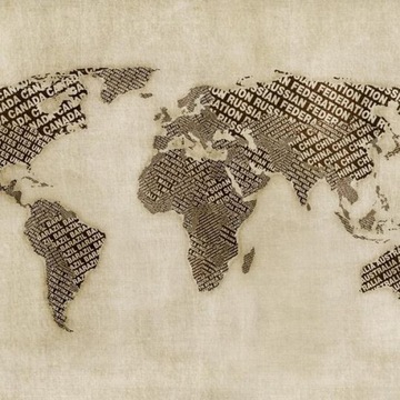 FOTOTAPETA 250x193 +KLEJ, Beżowa mapa świata Napis