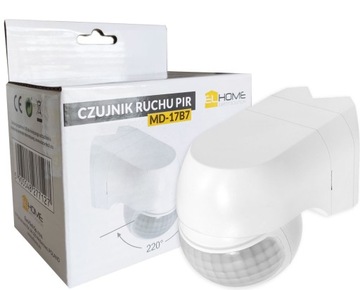 CZUJNIK RUCHU PIR ZEWNĘTRZNY 220°/ 12m IP44 biały