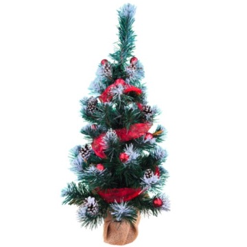 ИСКУССТВЕННАЯ РОЖДЕСТВЕНСКАЯ ЕЛКА СО СНЕГОМ, ДЖУТОВЫЕ БЕЗОПАСНОСТИ, 60 СМ, РОЖДЕСТВЕНСКАЯ ЕЛКА С УКРАШЕНИЯМИ