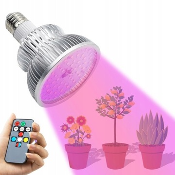 Lampa do wzrostu roślin 50W E27 Żarówka + Pilot