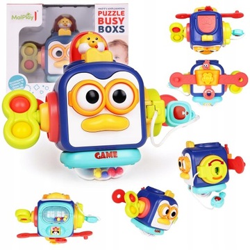 KOSTKA SENSORYCZNA GRA MONTESSORI GRZECHOTKA ZABAWKA Ruchoma EDUKACYJNA 6w1