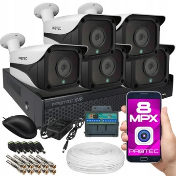 MONITORING 5 KAMER ROZDZIELCZOŚĆ 4K 8MP BEZ HDD