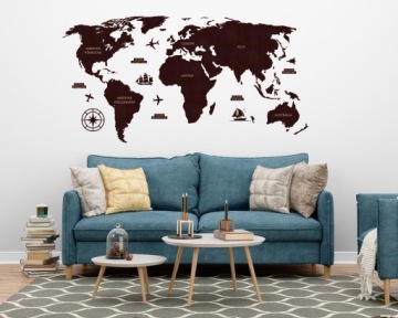 Деревянная карта мира декоративная подробная 3D модель