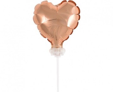 Balon foliowy 8 cm serce na patyczku, różowo-złote