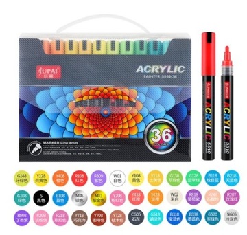 Markery flamastry akrylowe 36 szt/kpl WODOODPORNE
