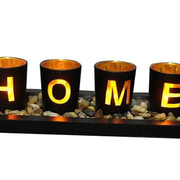 Подсвечники с деревянным подносом Набор